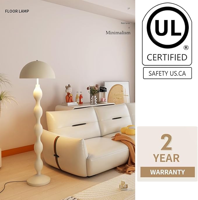 White Floor Lamp with Foot Switch,Decorative Standing Lamp with 3-Color Temperautre,Mid-Century Floor Lamp for Living Room Bedroom and Office