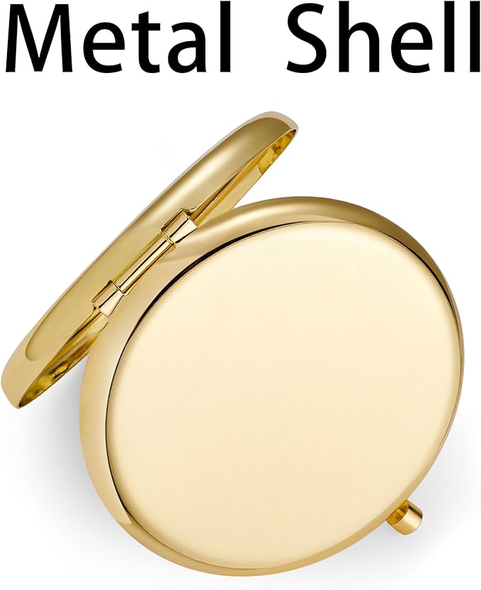 Compact Mirror for Purse, Metal Round Shell, Double-Sided 1X/2X Magnifying, Portable Travel Small Makeup Mirror, Mini Pocket Mirror, Gold, 18 Packs