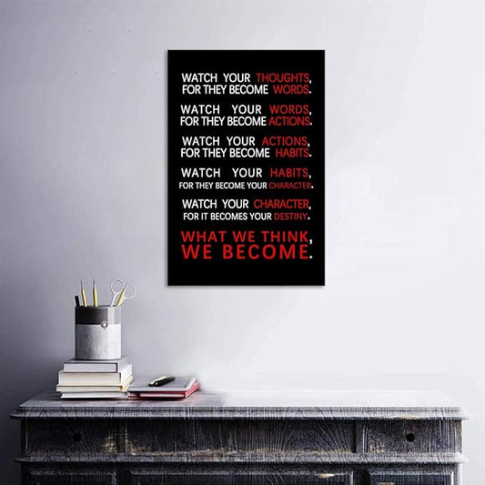 Watch Your Thoughts Motivational Wall Art Inspirational Canvas Painting Inspiring Entrepreneur Quotes Posters Prints Artwork Living Room Home Office Classroom Decor Framed Ready to Hang(12”Wx16”H)