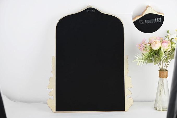 Gold Arched Mirror (15.9 * 19.8 inches) Ornate Baroque Arch Wall Mirror-for Living Rooms, Hallways, Fireplaces, Bathrooms, Entryways