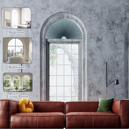 Arch Window Shade Blackout Cellular Shades Half Circle Moon Window Covering No Drill Honeycomb Cordless Blinds for Indoor Window Room Darkening Easy Install Light Blocking Blinds (1, Blue, 48x24inch)