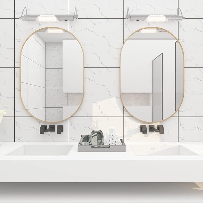 Oval Bathroom Mirror Capsule Wall Vanity Mirror, 2 Pieces 20"x30" Pill Mirrors Wall Mounted Mirror, Large Modern Mirror with Gold Metal Frame, Decor for Entryway, Bedroom, Living Room