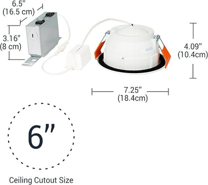 HALO 6 in Smart Wi-Fi Canless LED Recessed Downlight Connected by WiZ Pro with Adjustable Gimbal, Dimmable Full Color Changing, SpaceSense Motion Detection, Smart Home Compatible - RAWZC610