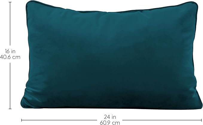 FDP 16" x 24" Velvet Rectangle Lumbar Pillow Set with Piping Decorative Throw Pillow for Home Dcor in Living Room, Bedroom or Lounge (2-Pack) - Peacock, 15160-345