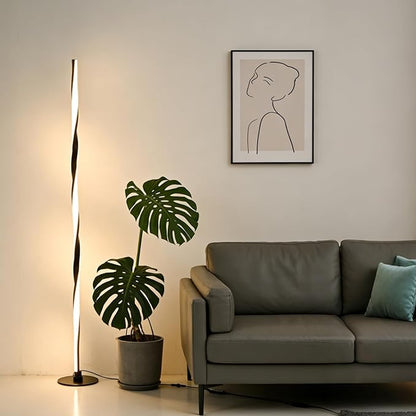 Smart RGBWIC Floor Lamp, LED Corner Lamp compatible with Alexa, Modern Black Floor Lamp with Music Sync and 16 Million DIY Colors, Dimmable Color Changing Standing Lamp for Bedroom Living Game Rooms