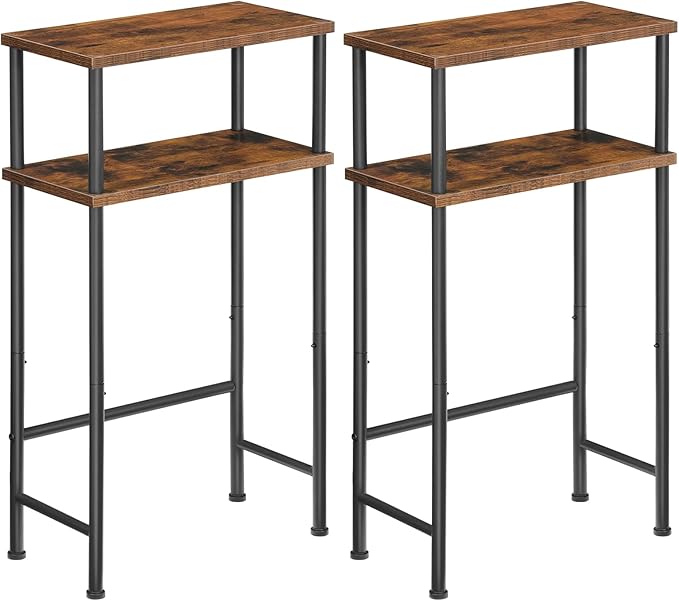 HOOBRO Narrow Console Table Set of 2 for Small Space, 15.7" Entryway Table with Storage, Sofa Table with 2 Shelves, Skinny Console Tables for Entryway, Hallway, Rustic Brown and Black BF40XGP201
