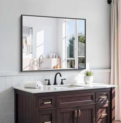 KOCUUY Black Bathroom Mirror, 30x36 Inch Rectangle Mirror for Over Sink, Modern Decorative Wall Mirror for Bedroom Living Room Bathroom, Hang Horizontal/Vertical