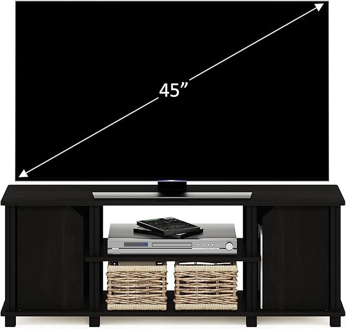 Furinno Brahms TV Stand Entertainment Center with Shelves and Storage for TV Size up to 45 Inch, Espresso/Black