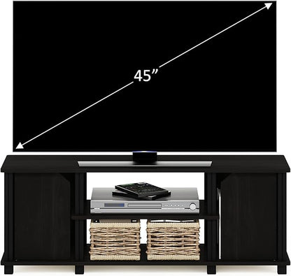 Furinno Brahms TV Stand Entertainment Center with Shelves and Storage for TV Size up to 45 Inch, Espresso/Black