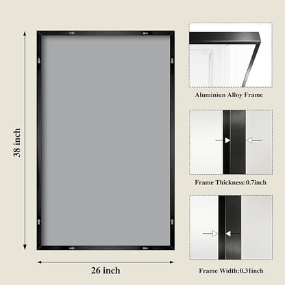 Koonmi Black Mirrors for Wall, 26x38 Inch Bathroom Mirror, Rectangular Wall Mirror for Living Room Bedroom Bathroom, Hangs Horizontally or Vertically