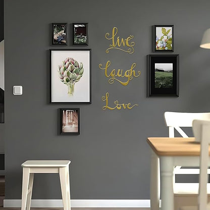 ESTART 3 Pieces Gold Metal Letter Sign Decor 'Live Laugh Love' WordArt Wall Art Decor for Home Indoor Outdoor Bedroom Living room Bathroom and Office (Gold)