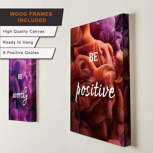 Inspirational Wall Art for Women, Framed Motivational Canvas Wall Art Positive Quote for Living Room Bedroom Office, Stretched Ready to Hang (Set of 6, 8X10in, Framed)