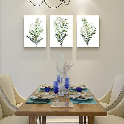 Canvas Wall Art For Living Room Large Size Wall Decorations For Kitchen Office Wall Decor Framed Canvas Print Poster Wall Painting Bedroom Green Leaves Wall Pictures Home Decor 20"X 28" 3 Piece