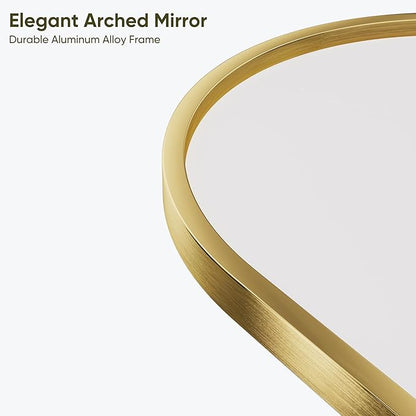 Full Length Mirror, 71"x28" Arched Full Body Mirror, Floor Mirrors with Stand, Body Mirrors Standing Hanging Leaning Against Wall,Aluminum Frame Mirrors for Bedroom Cloakroom,Living Room,Gold