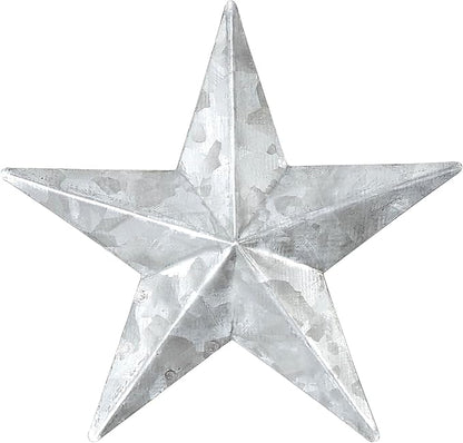 VHC Brands Patriotic Faceted Metal Star Galvanized Wall Hanging 4x4, Independence Day Decor, American Star Design, Distressed Appearance Metal Wall Hanging