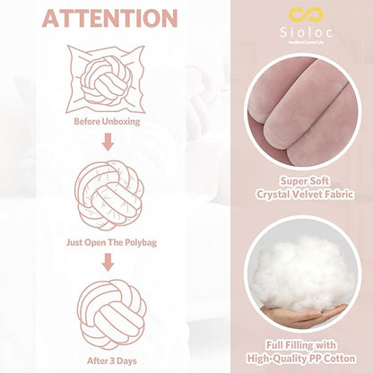 Sioloc Soft Knot Ball Pillows,Round Throw Pillow Cushion Home Decoration Plush Pillow,Throw Knotted Pillow Handmade Round Pillow（10.6inches,Beige）