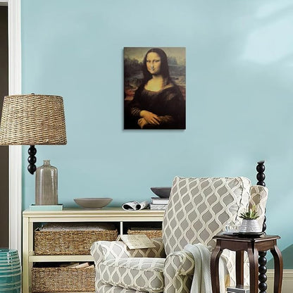 Funny Bathroom Wall Art Framed Painting Mona Lisa Parody Holding Nose Clothespin Stinky Humor Canvas Poster Vintage Artwork Joke Decor for Toilet Game Room 16x24 Inches