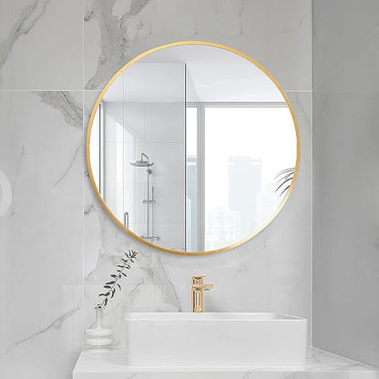 HARRITPURE Round Mirror 19.6" Gold Wall Mounted Circle Mirror with Aluminum Alloy Frame Modern Design for Bathroom, Living Room, Vanity, Bedroom, Entryway