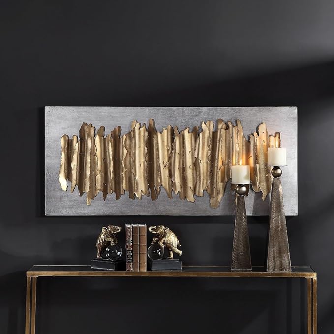 Uttermost Lev 55 1/4" Wide Gold and Silver Metal Wall Art