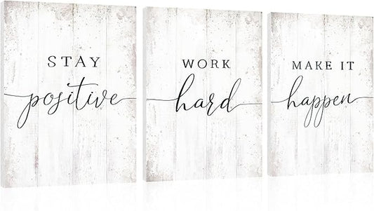 Inspirational Quotes Office Wall Art: Motivational Poster Positive Sayings Office Wall Decor, White Motivation Picture Inspirational Prints 6 Piece 12x16"