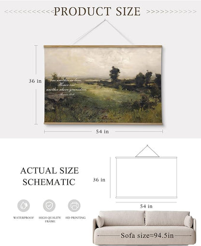 InSimSea 36x54 Large Canvas Scroll Christian Wall Art, Bible Verse Green Tree Landscape Religious Decor, Inspirational Oil Painting for Living Room, Prayer Room, Church