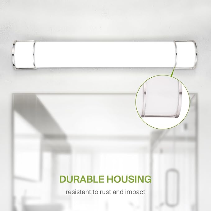 ASD LED 36" Vanity Flush Mount Light Fixture, Linear Bathroom Lighting Bar | 3CCT, Dimmable, Energy Star, ETL Listed | 30W 2650LM 3000-5000K 120V | Long Tube Bath Wall Sconce Over Mirror | Nickel