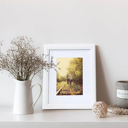 KTKDE 8.5X11 Picture Frame,Display Pictures 6x8 with Mat or 8.5x11in Without, Tempered Glass, 8.5 by 11 White Wooden Frames Wall or Tabletop Frame,Certificate Document Diploma Award Frame best gift