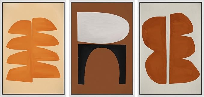 SIGNLEADER Framed Canvas Print Wall Art Set Retro Geometric Mid-Century Polygons Abstract Shapes Illustrations Minimal Decorative Bohemian Nordic for Living Room, Bedroom, Office - 16"x24"x3 WHITE