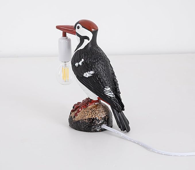 Bird Lamp Table Lamp,Woodpecker Design with LED Bulb,Crow lamp Table Light,Bird Desk Lamp,Table Lamp Crow Decor for Bedroom,Living Room Decoration Woodpecker Desk Lamp