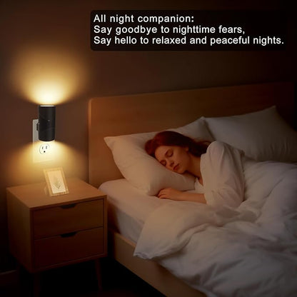 easuntec Night Lights Plug into Wall, Plug in Night Light, Night Light, Dusk to Dawn Light Sensor, 3 Light Modes, Dimmable Night Lights for Bedroom Bathroom Hallway Kitchen Stairs (Black, 2 Pack)