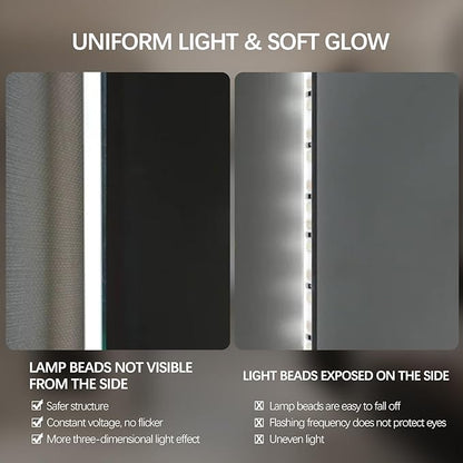 Arched LED Bathroom Mirror, 55"x28" Arch Framless Backlit Mirror with Lights Anti-Fog Dimmable Smart Frameless 3-Color Lighted Vanity Mirror Memory Waterproof, UL Listed, Vertical-Inverted
