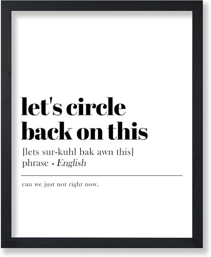 Poster Master Typography Poster - Retro Dictionary Print - Let's Circle Back on This Definition, Book Page, Funny - Gift for Colleague, Friend - Wall Decor for Home, Office, 24x32 Unframed Wall Art