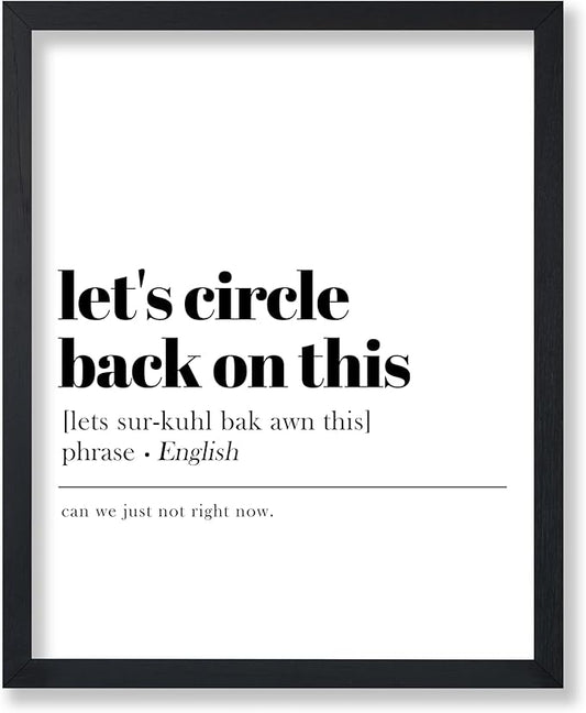 Poster Master Typography Poster - Retro Dictionary Print - Let's Circle Back on This Definition, Book Page, Funny - Gift for Colleague, Friend - Wall Decor for Home, Office, 24x32 Unframed Wall Art
