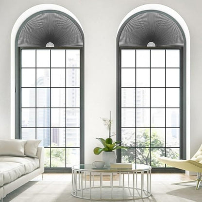 Arch Window Shade Blackout Cellular Shades Half Circle Moon Window Covering No Drill Honeycomb Cordless Blinds for Indoor Window Room Darkening Easy Install Light Blocking Blinds (1, Grey, 36x18inch)
