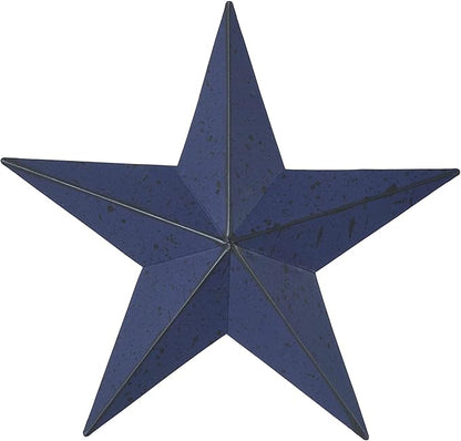 VHC Brands Patriotic Faceted Metal Star Navy Wall Hanging 8x8, Independence Day Decor, American Star Design, Distressed Appearance Metal Wall Hanging