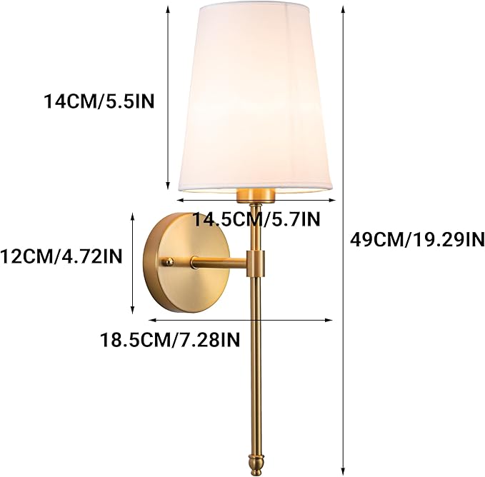 YHCDLAMP Battery Operated Wall Sconces Set of 2, Rechargeable Wireless Wall Lights with 10000mAh Magnetic Bulbs, Up to 50 Hours Runtime, Remote & RGB Dimmable, Brass for Bedroom Living Room Hallway