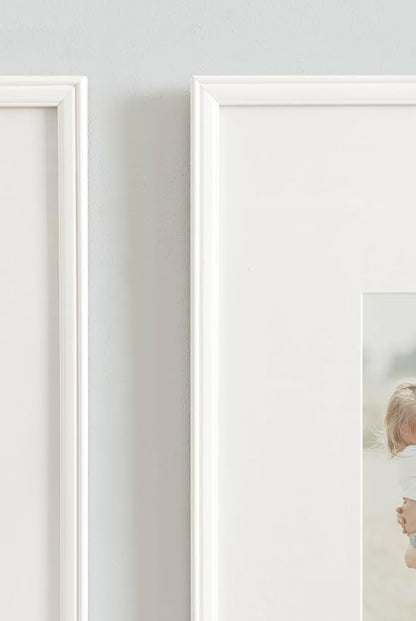 Kate and Laurel Adlynn Coastal Rectangle Picture Frame Set of 3, 16 x 20 matted to 8 x 10, White, Modern Three-Piece Photo Frame Set for Gallery Wall Decor in Living Room Wall Display