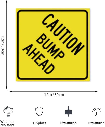Slow Down Sign, Caution Bumps Ahead Signs,Bump Ahead Road Sign Yellow Metal Tin Signs 12 x 12 Inch