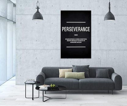 Inspirational Canvas Wall Art Motivational Painting Perseverance Noun Pictures Inspiring Entrepreneur Quote Success Posters and Prints Artwork Decor for Home Office Framed Ready to Hang (28" Wx44 H)