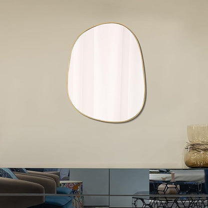 ELEHUME Asymmetrical Mirror for Wall Decor 17.5"*22.5", Modern Gold Framed Wall Mirror for Living Room Bathroom Bedroom Entryway ELE-STOU-0066Gold