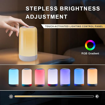 Touch Night Light Rechargeable LED Mood Lamp 7 RGB Color Ambience Lighting for Bedroom Bathroom Nursery Home, Dimmable & Portable Table Lamp for Adults/Kids