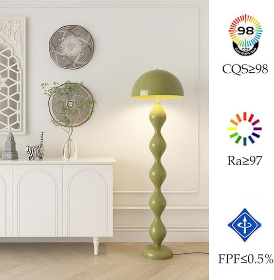 Green Mushroom Floor Lamp with Dome Lampshade,Dimmable Standing Lamp with Footswitch,Modern Style Reading Lamp for Living Room Bedroom and Office