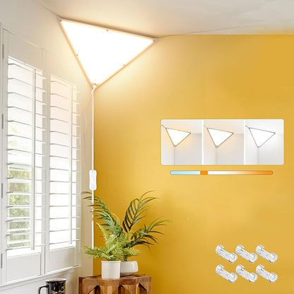 Upgraded Corner Light, 22W 2000LM LED Corner Lights for Living Room, 3000K/4000K/6000K Plug in Ceiling Lights with Switch, Lamp for Bedroom, Triangle Shape(1 Pack)