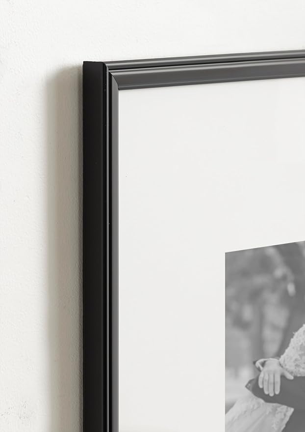 Kate and Laurel Adlynn Rectangle Picture Frame Set of 3; 11 x 14 matted to 5 x 7; Black; Modern Three-Piece Frame Set for Gallery Wall Frame Set in Living Room Wall Decor