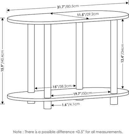 Furinno Turn-N-Tube No Tools Modern Oval Side Table, White/Virgin White