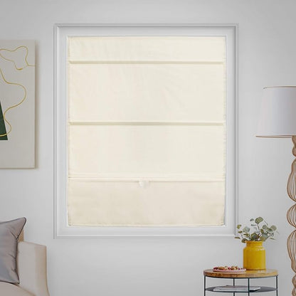 CHICOLOGY Roman Shades for Windows , Window Shades for Home , Roman Shades , Window Treatments , Room Darkening Shades , Roman Window Shades , 35"W X 64"H, Runway Cream (Light Filtering)