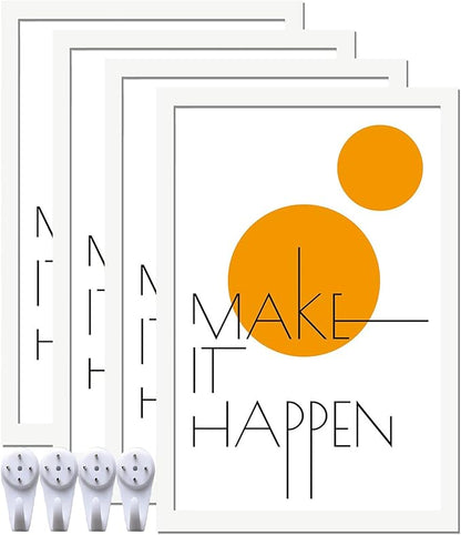 12x18 Picture Frame Set of 4, White 12 x 18 Frame High Transparent Wall Gallery Poster Canvas Photo Frames for 12 by 18 inches