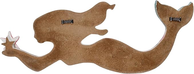 Veclotch Wood Mermaid Nautical Beach Wall Decor, Rustic Mermaid Wooden Hanging Coastal Wall Art Sculpture for Home, Lake House, Ocean Bathroom Decor, White,pink,aqua