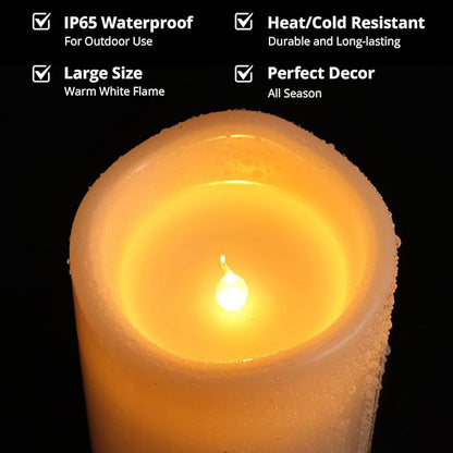NURADA Large Outdoor Flameless Candles 12" x 5" - Waterproof LED Pillar Flickering Candle Battery Operated with Timer Remote Control for Patio Porch Lanterns Decor - Long Lasting Set of 2