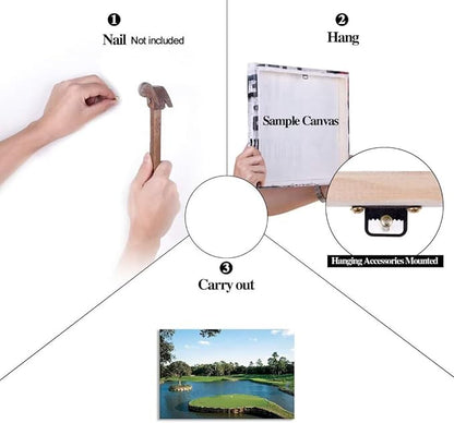 chenchenArt USA Golf Course Wall Art TPC Sawgrass Golf Course Pictures Canvas Prints Golf Wall Decor for Living Room Bedroom Bathroom Home Decorations Framed Ready to Hang(28''H x 44''W)